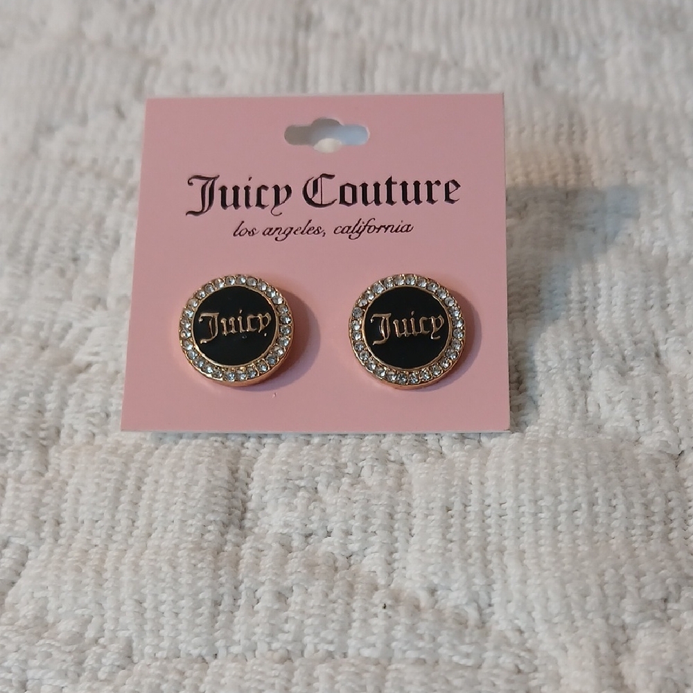 Juicy Couture Black and Gold Stud Earrings